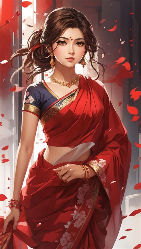 anime girl in saree|More.